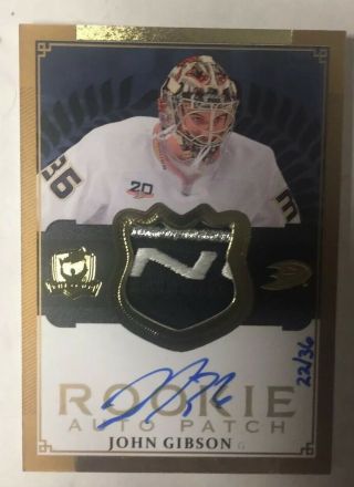 John Gibson 2013 - 14 Upper Deck Cup Auto Rc Patch Tag Gold Jersey 22/36