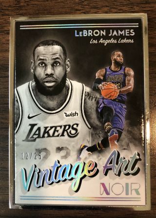2018 - 19 Panini Noir Lebron James Silver Metal Frame Vintage Art 12/25 Lakers