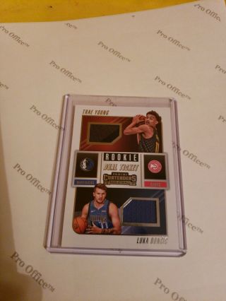 2018 - 19 Panini Contenders Rookie Dual Ticket Relic - Trae Young & Luka Doncic