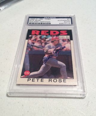 . 99 Nr - Pete Rose 1986 Topps Opc Auto Psa Dna Certified Graded Autograph Signed