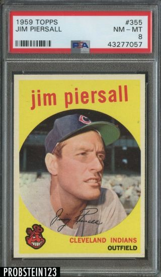 1959 Topps 355 Jim Piersall Cleveland Indians Psa 8 Nm - Mt