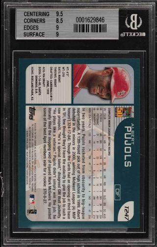 2001 Topps Traded Albert Pujols ROOKIE RC T247 BGS 9 (PWCC) 2