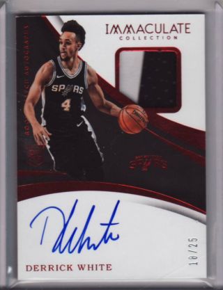 2017 - 18 Immaculate Derrick White Rpa Spurs Auto Patch Red 18/25