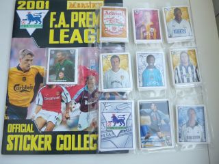 2001 Merlin Football Premier League Complete Loose Sticker Set And Empty Album