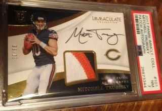 2017 Immaculate Mitchell Trubisky Rpa Rc Rookie 3 Color Patch Auto /99
