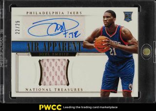 2014 National Treasures Air Apparent Prime Joel Embiid Rc Auto Patch /25 (pwcc)