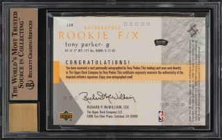 2001 SP Authentic Tony Parker ROOKIE RC AUTO /700 138 BGS 9.  5 GEM (PWCC) 2