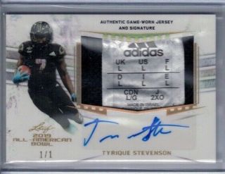 2019 Leaf Metal All - American Tyrique Stevenson Auto Game - Worn Jersey 1/1