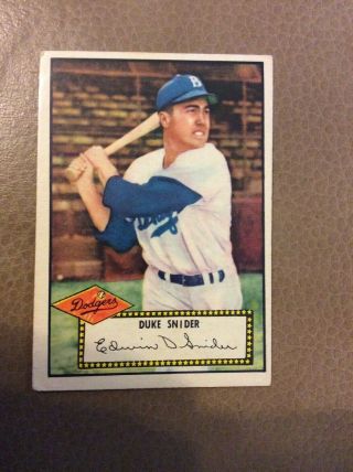1952 Topps 37 Duke Snider Hof,  Brooklyn Dodgers Red Back Baseball Card Vg - Ex,  / -