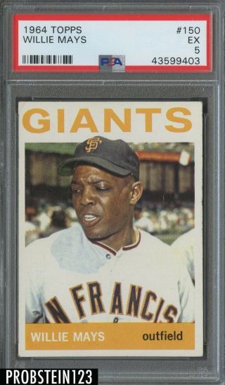 1964 Topps 150 Willie Mays San Francisco Giants Hof Psa 5 Ex