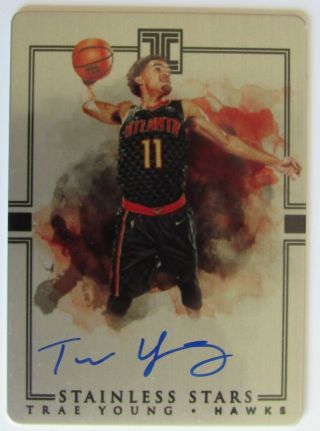2018 - 19 Trae Young 4/99 IMPECCABLE RC/Auto Autograph Rookie Card Stainless 3