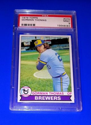 1979 Topps Baseball Gorman Thomas Card 376 Psa 9 Milwaukee Brewers Mlb