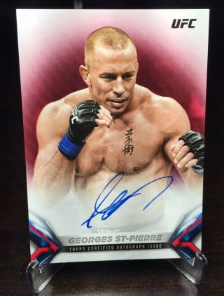 2018 Topps Ufc/knockout Georges St - Pierre (3/8) (ruby/red) On Card Auto