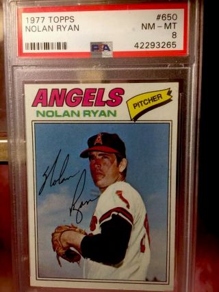 1977 Topps 650 Nolan Ryan Angels Card Psa 8 Nearmint -