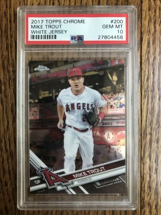 2017 Topps Chrome Mike Trout White Jersey 200 Psa 10 Gem Angels
