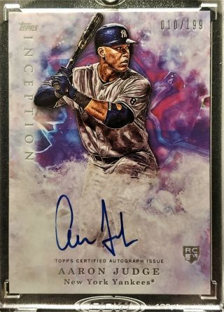 Aaron Judge 2017 Topps Inception Rc Rookie On Card Autograph Yankees Auto /199