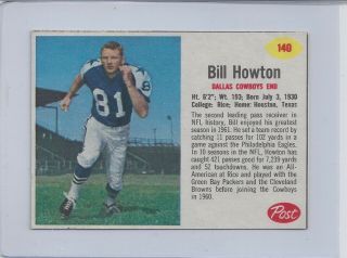 1962 Post Cereal Football 140 Bill Howton Dallas Cowboys