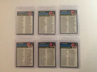 (6) 1971 Topps Baseball Checklist Cards W/ S 54,  123,  161,  206,  369,  499