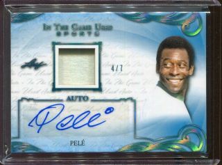 2019 Leaf Itg Game Pele Auto Autograph Game Worn Jersey Ed 4/7