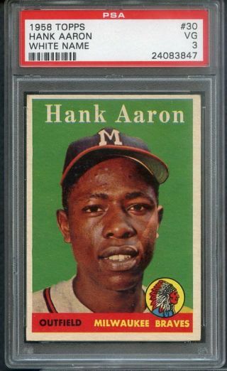 1958 Topps 30 Hank Aaron Braves Psa 3 Vg 369219 (kycards)