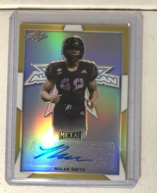 2019 Leaf Metal All American Auto Nolan Smith Gold Ssp 2/2 Georgia 1 In Country