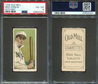 1909 - 1911 T206 Mike Donlin With Bat York Giants Psa 4 Old Mill