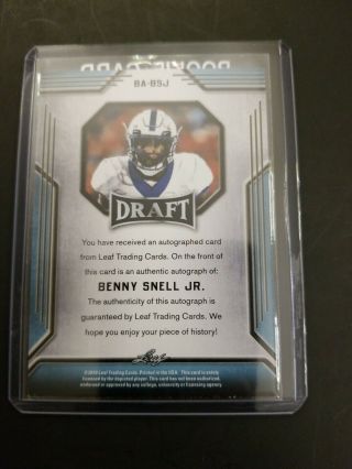 BENNY SNELL JR.  2019 Leaf Draft Rookie Gold Auto RC KENTUCKY near or 2