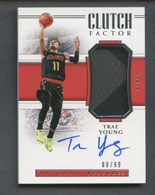 2018 - 19 National Treasures Clutch Factor Trae Young Rpa Rc Patch Auto /99