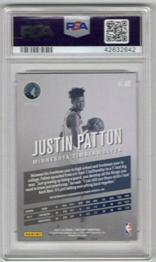 Justin Patton Minnesota Timberwolves 2017 Panini Prestige Autograph 1/1 2