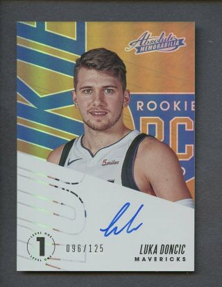 2018 - 19 Absolute Memorabilia Luka Doncic Rc Rookie Auto 96/125 Mavericks