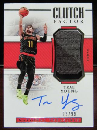 2018 Trae Young 93/99 National Treasures Auto/autograph Jersey Rc Rookie Card