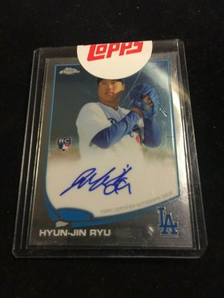2013 Hyun - Jin Ryu Topps Chrome Autographed Rookie Card 25 By Topps