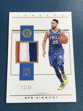 2018 - 19 Encased Ben Simmons 76ers 3 Color Game Prime Patch Jersey /25