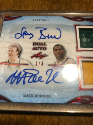 Larry Bird Magic Johnson 2019 Leaf In The Game Auto Relic 1/3 = eBay 1/1  2