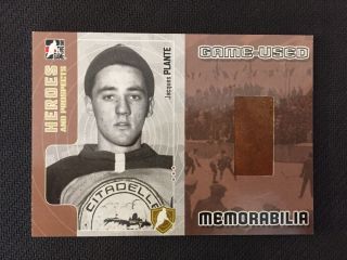 2005 - 06 Itg Heroes & Prospects Game Memorabilia Jacques Plante Sp