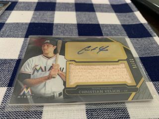 2016 Topps Triple Threads Christian Yelich Signed Auto Bat Relic 22/75.