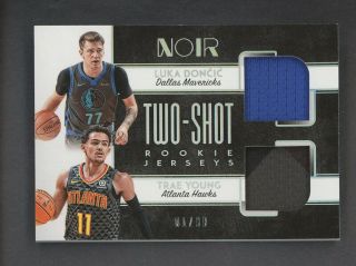 2018 - 19 Panini Noir Two - Shot Luka Doncic Trae Young Rc Rookie Jersey 1/99