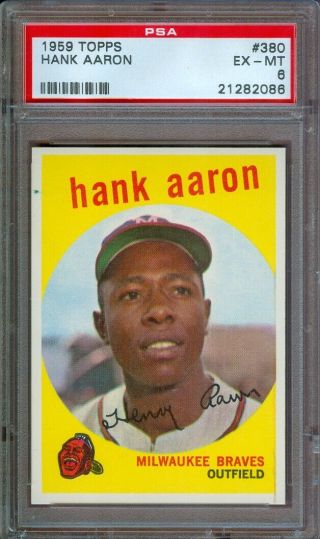 1959 Topps 380 Hank Aaron Braves Psa 6