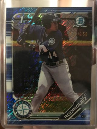 Julio Rodriguez 2019 1st Bowman Chrome Blue Shimmer Refractor 10/150 Mariners
