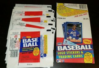 1986 Fleer Baseball Wax Pack Box Empty Box With 36 Wrappers No Cards