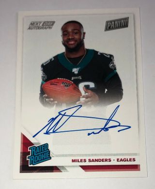2019 Panini National Miles Sanders Auto Autograph Next Day Rookie Rc Card Sp