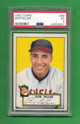 1952 Topps 88 Bob Feller Psa Ex 5 Cleveland Indians Old Baseball Card