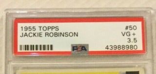 1955 Topps JACKIE ROBINSON Brooklyn Dodgers PSA 3.  5 VG, 4