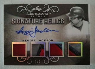 Reggie Jackson 2019 Leaf Ultimate Sports Quad Patch Auto Autograph 1/2 Awesome