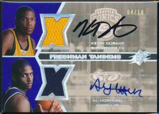 2007 - 08 Ud Spx Kevin Durant Freshman Tandems Auto Jsy Rookie Card - Only 10 Made