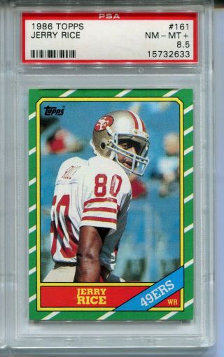 1986 Topps Football 161 Jerry Rice Rookie Card Rc Psa 8.  5