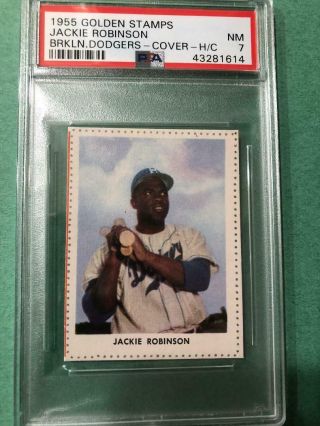 1955 Golden Stamps Jackie Robinson Brooklyn Dodgers Cover Hand Cut Psa 7 Nrmt