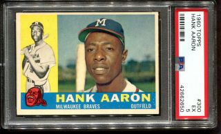 1960 Topps 300 Hank Aaron Psa 5 Hof Milwaukee Braves