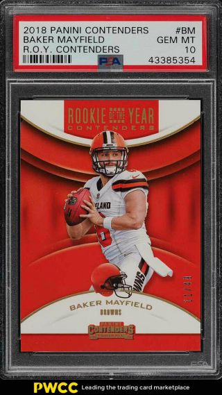 2018 Panini Contenders Roy Gold Baker Mayfield Rookie Rc /49 Psa 10 Gem (pwcc)