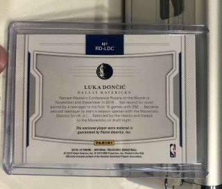 2018 - 19 LUKA DONCIC National Treasures Rookie Dual jersey /99 ROY 2